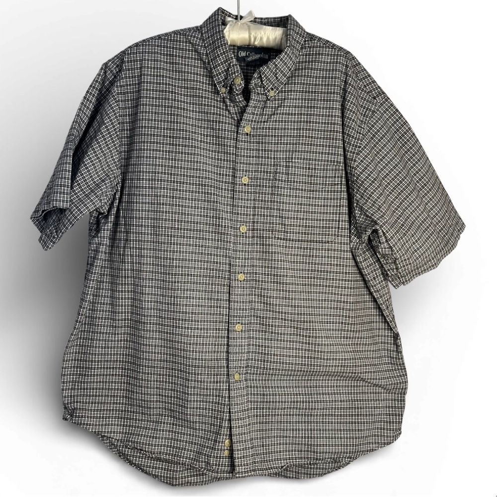 Vintage Old College Inn Button Shirt Mens XL Plaid 100% Cotton Y2K Short Sleeve